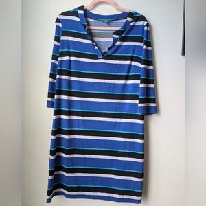 Roz & Ali Striped V-Neck Midi Dress Size 12